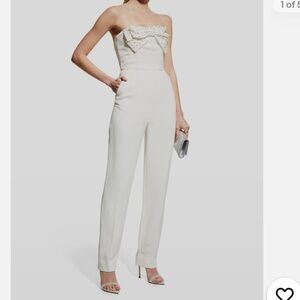 NWT Saloni white bow strapless jumpsuit size 6 wedding bachelorette bride bridal